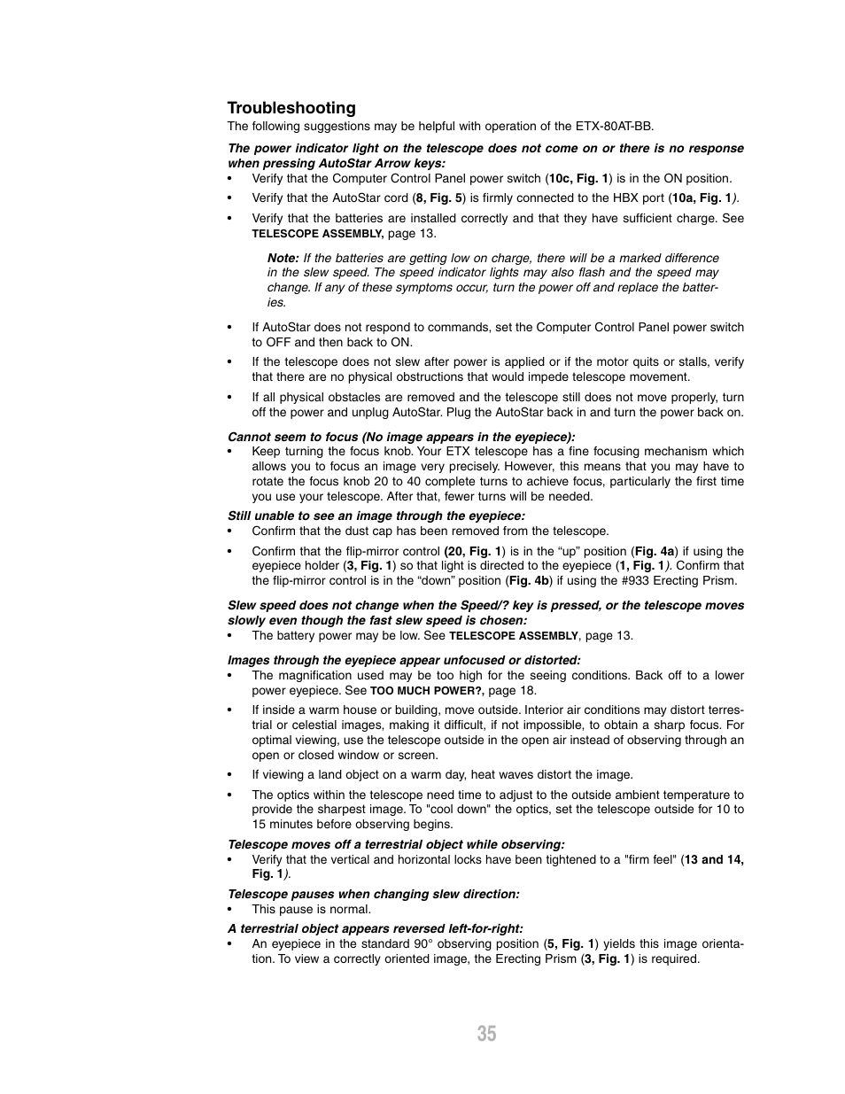 Troubleshooting | Meade Instruments ETX-80AT-BB User Manual | Page 35 / 44