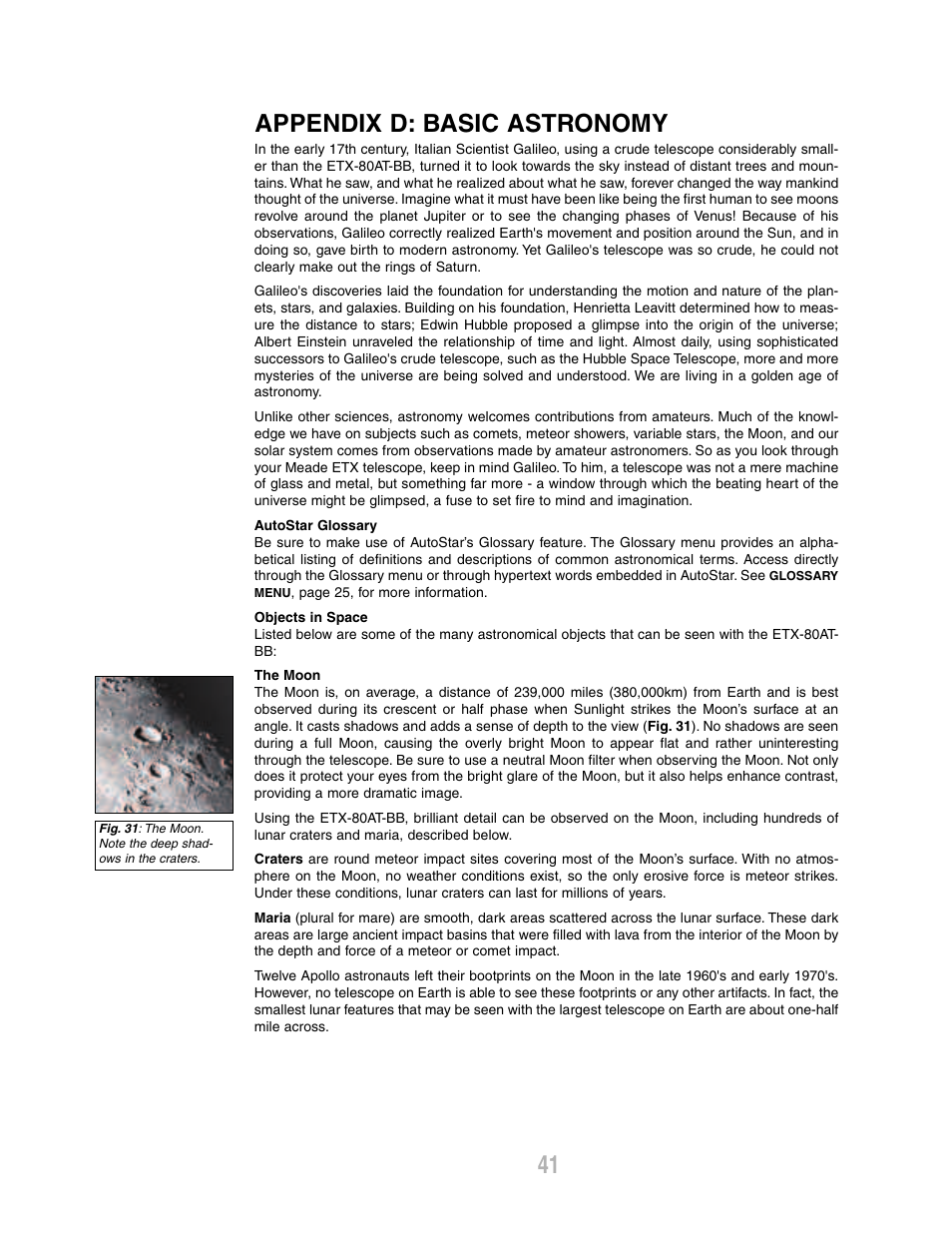 Appendix d: basic astronomy | Meade Instruments ETX-80AT-BB User Manual | Page 41 / 44