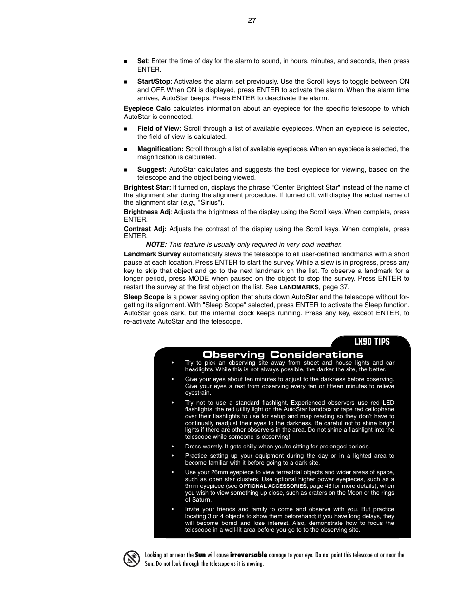 Lx90 tips observing considerations | Meade Instruments LX90-GPS User Manual | Page 27 / 60