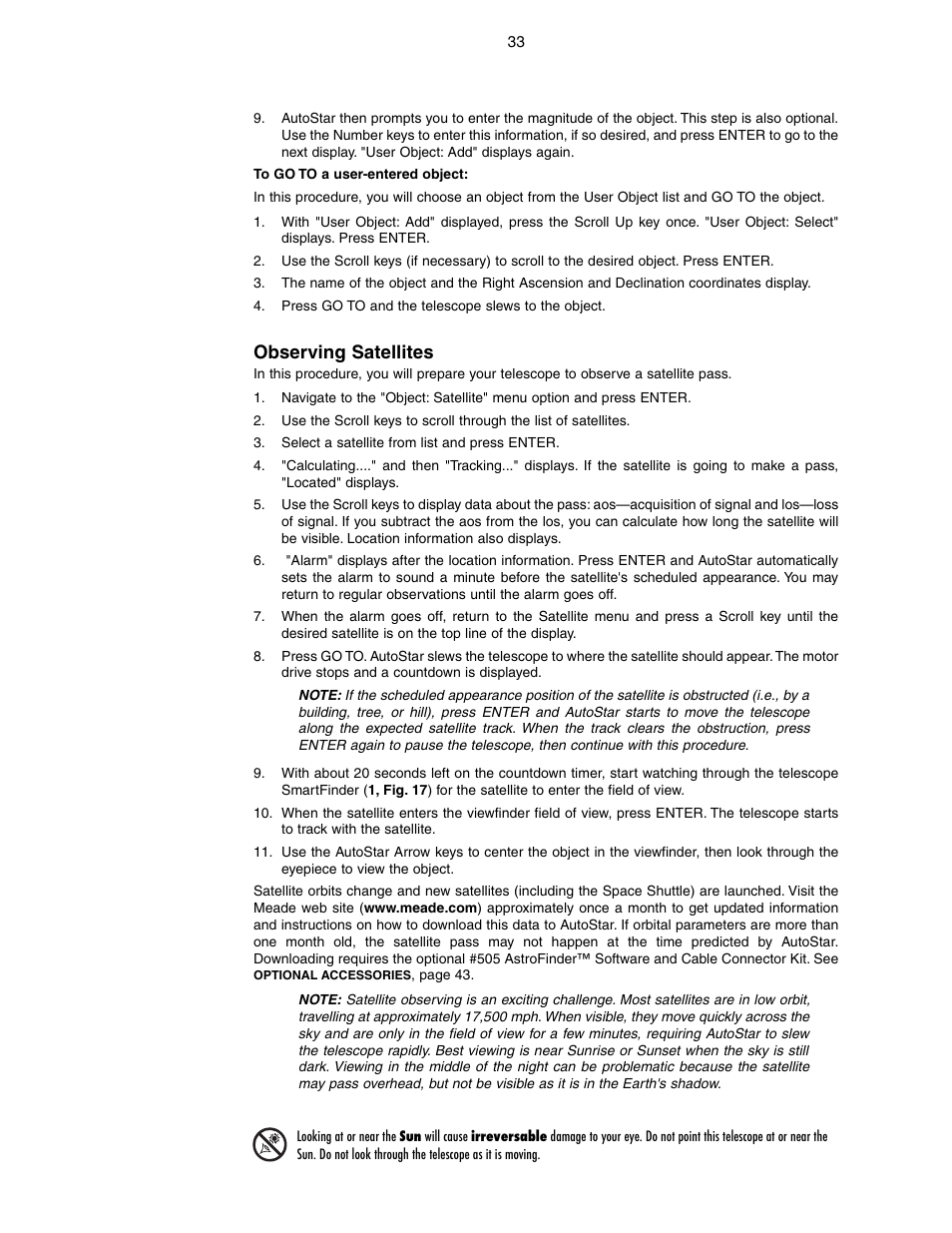 Observing satellites | Meade Instruments LX90-GPS User Manual | Page 33 / 60