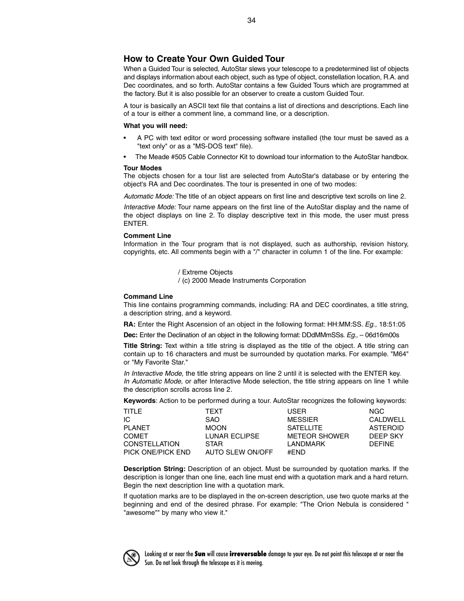 How to create your own guided tour | Meade Instruments LX90-GPS User Manual | Page 34 / 60