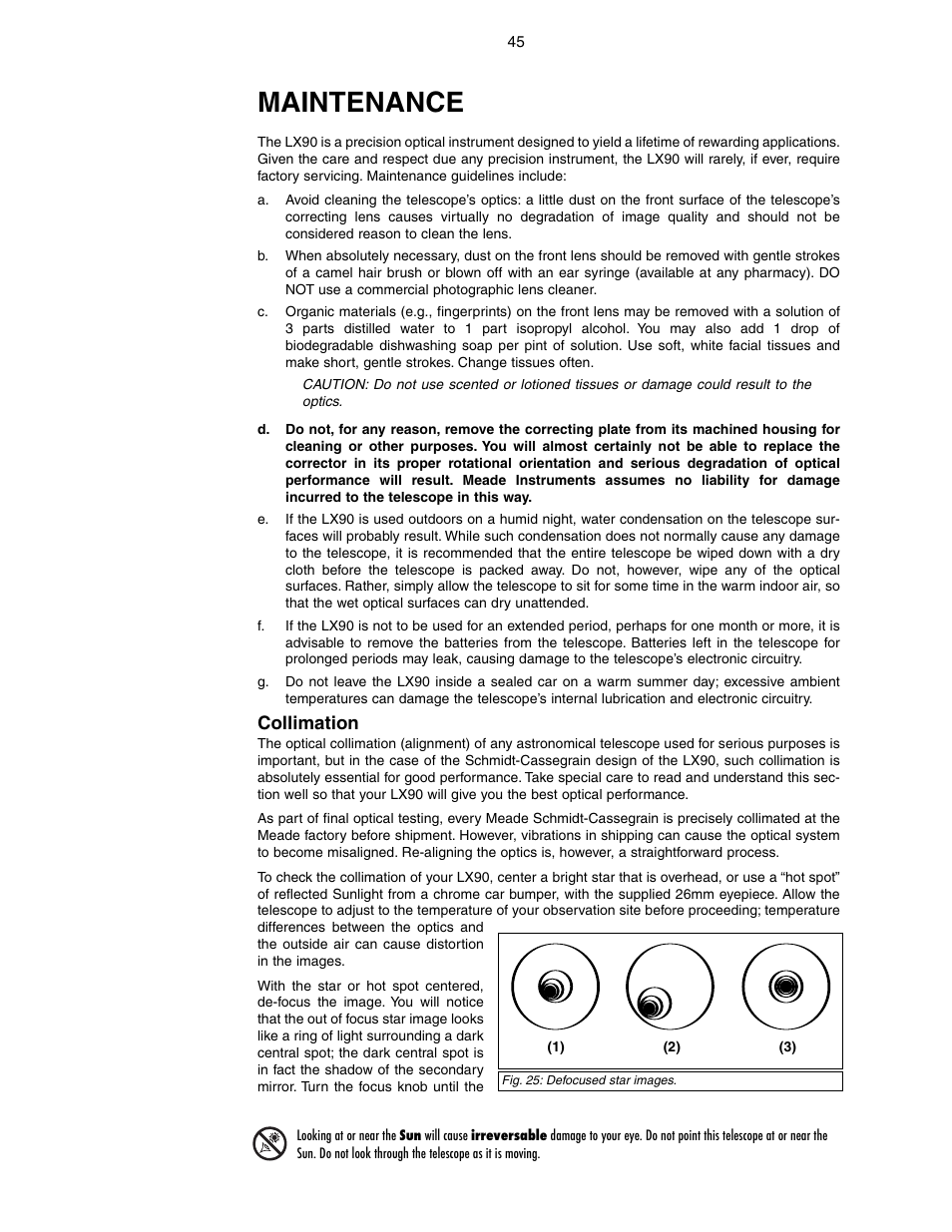 Maintenance | Meade Instruments LX90-GPS User Manual | Page 45 / 60