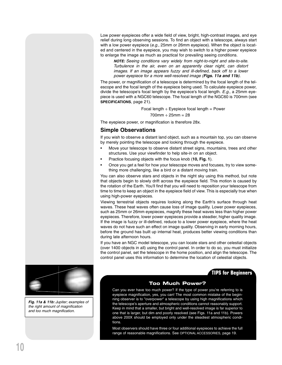 Simple observations, Tips for beginners | Meade Instruments NG-Series User Manual | Page 10 / 28