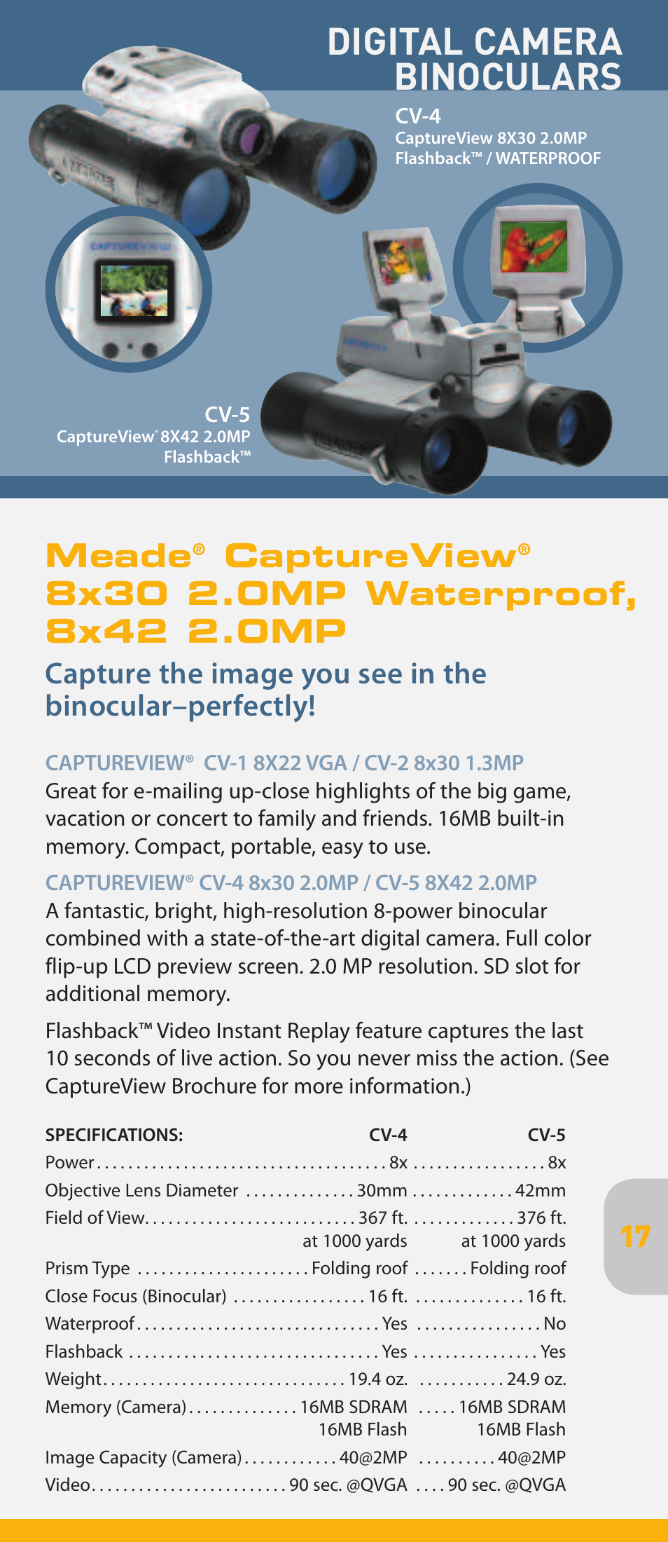 Digital camera binoculars, Meade, Captureview | Meade Instruments pmn User Manual | Page 17 / 20