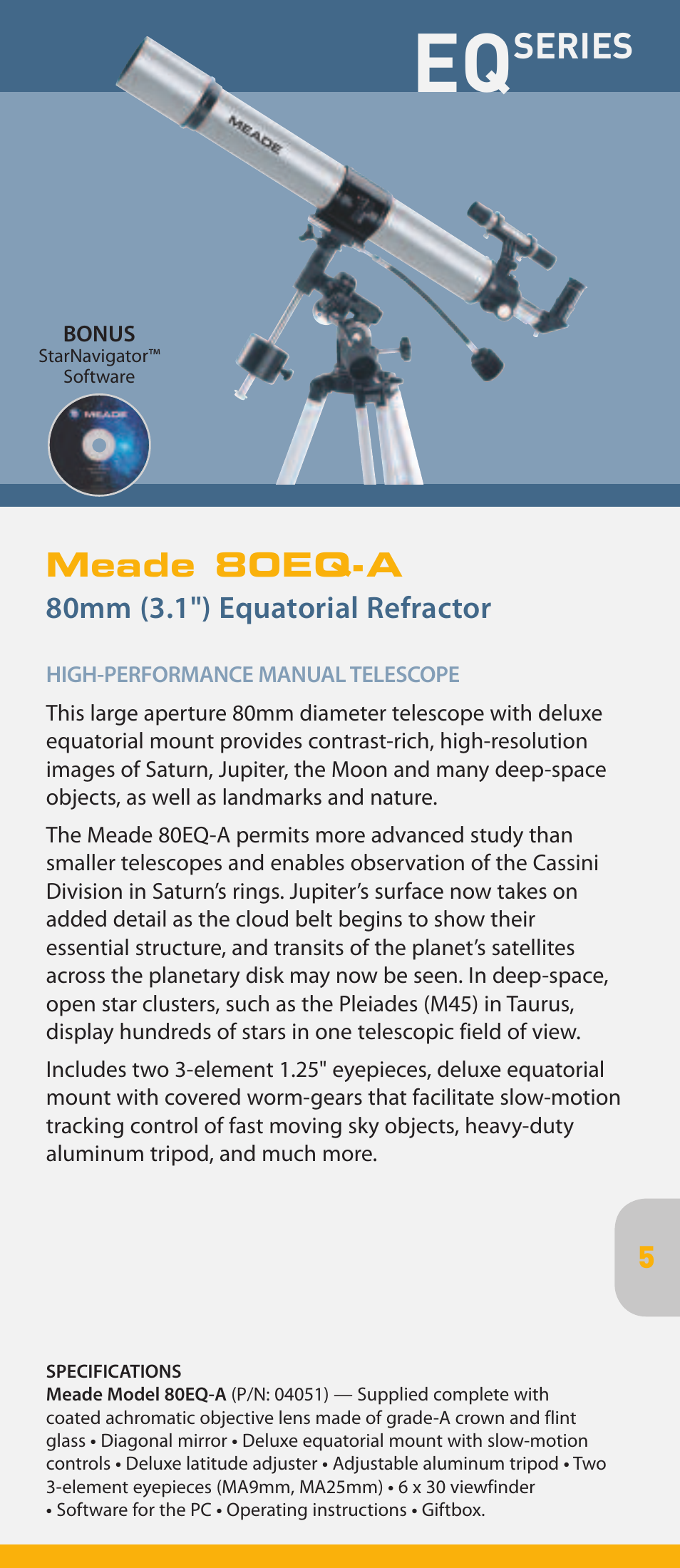 Series, Meade 80eq-a | Meade Instruments pmn User Manual | Page 5 / 20