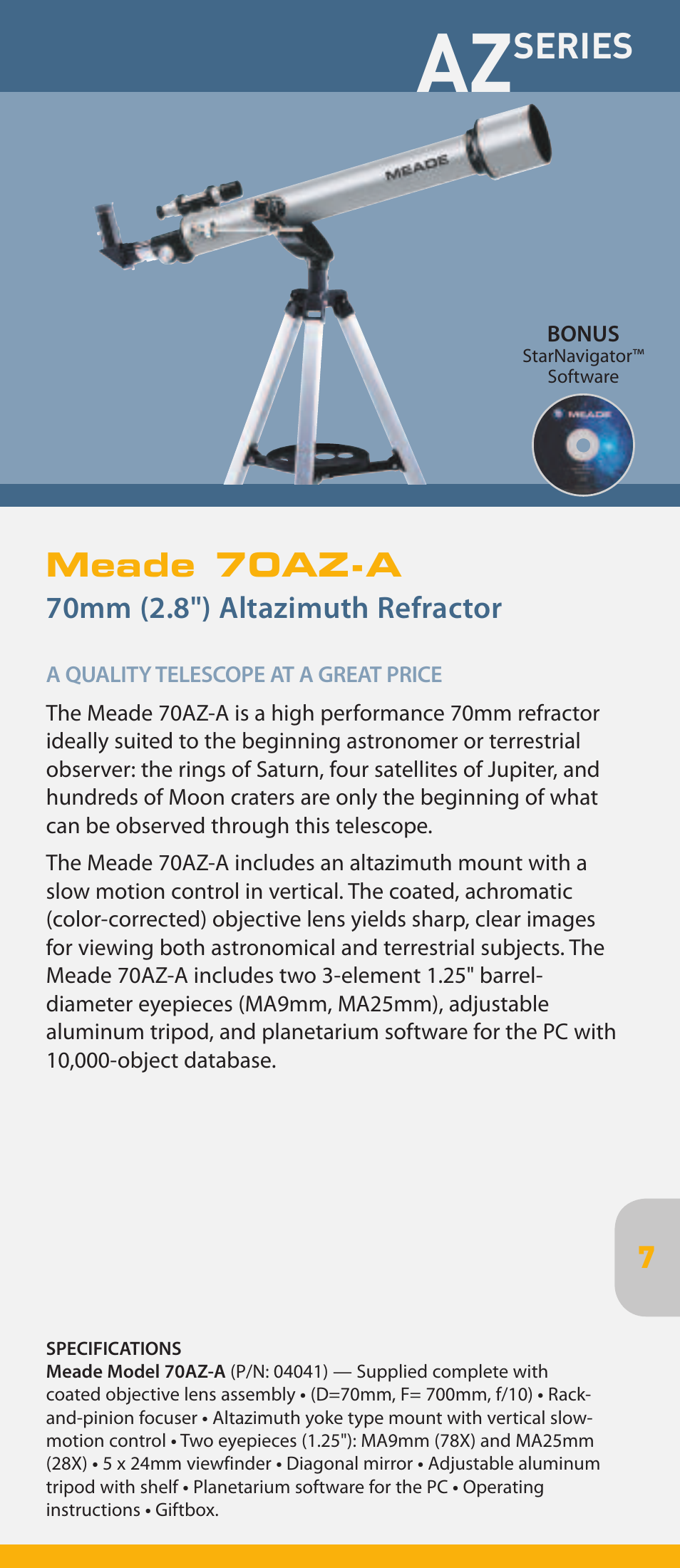 Series, Meade 70az-a | Meade Instruments pmn User Manual | Page 7 / 20