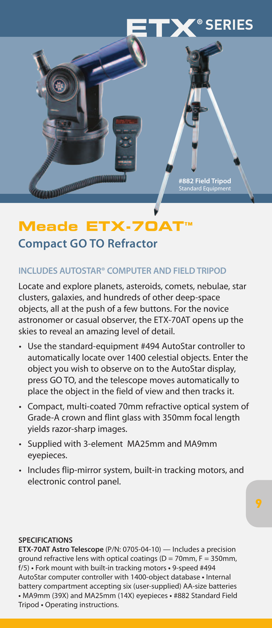 Series, Meade etx-70at, Compact go to refractor | Meade Instruments pmn User Manual | Page 9 / 20