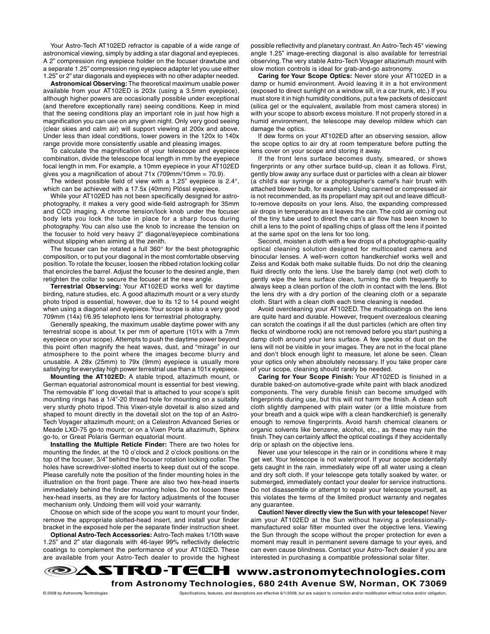 At102e_2.eps, Astro-tech | Meade Instruments AT102ED User Manual | Page 2 / 2