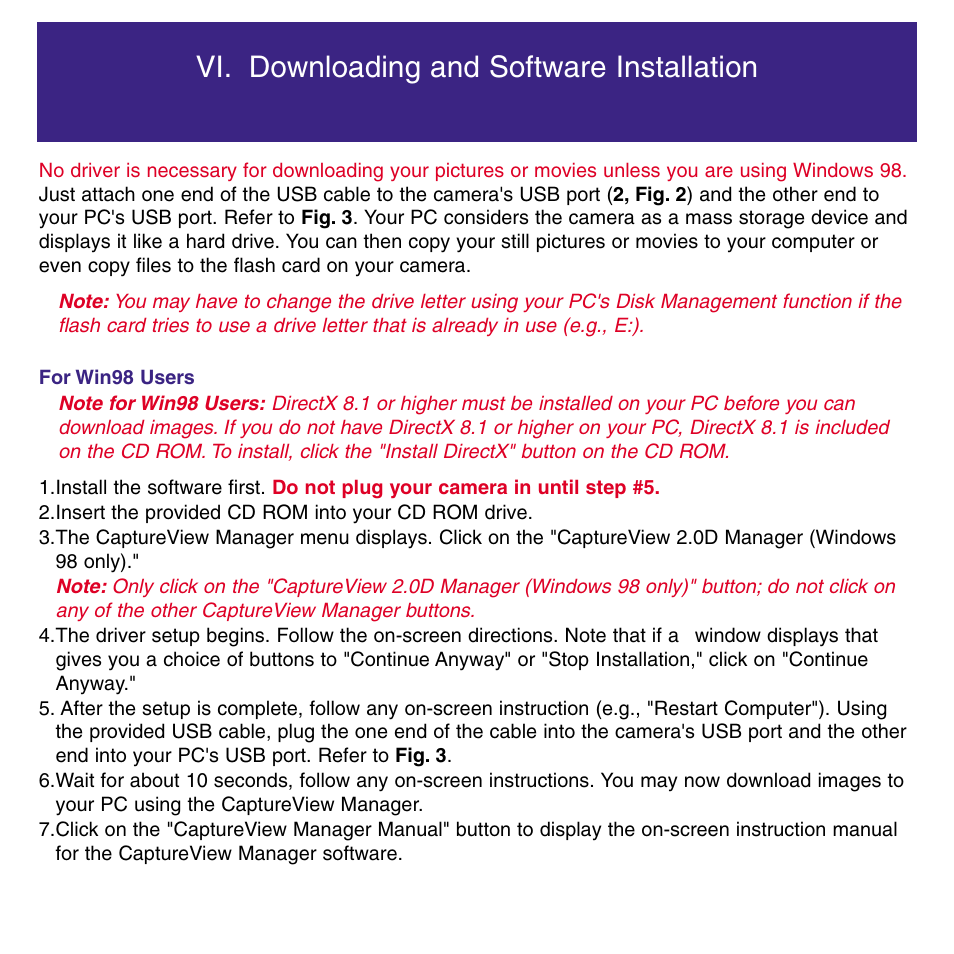 Vi. downloading and software installation | Meade Instruments 8 x 42 2.0D CaptureView TM Integrated Binocular and Digital Camera User Manual | Page 18 / 24