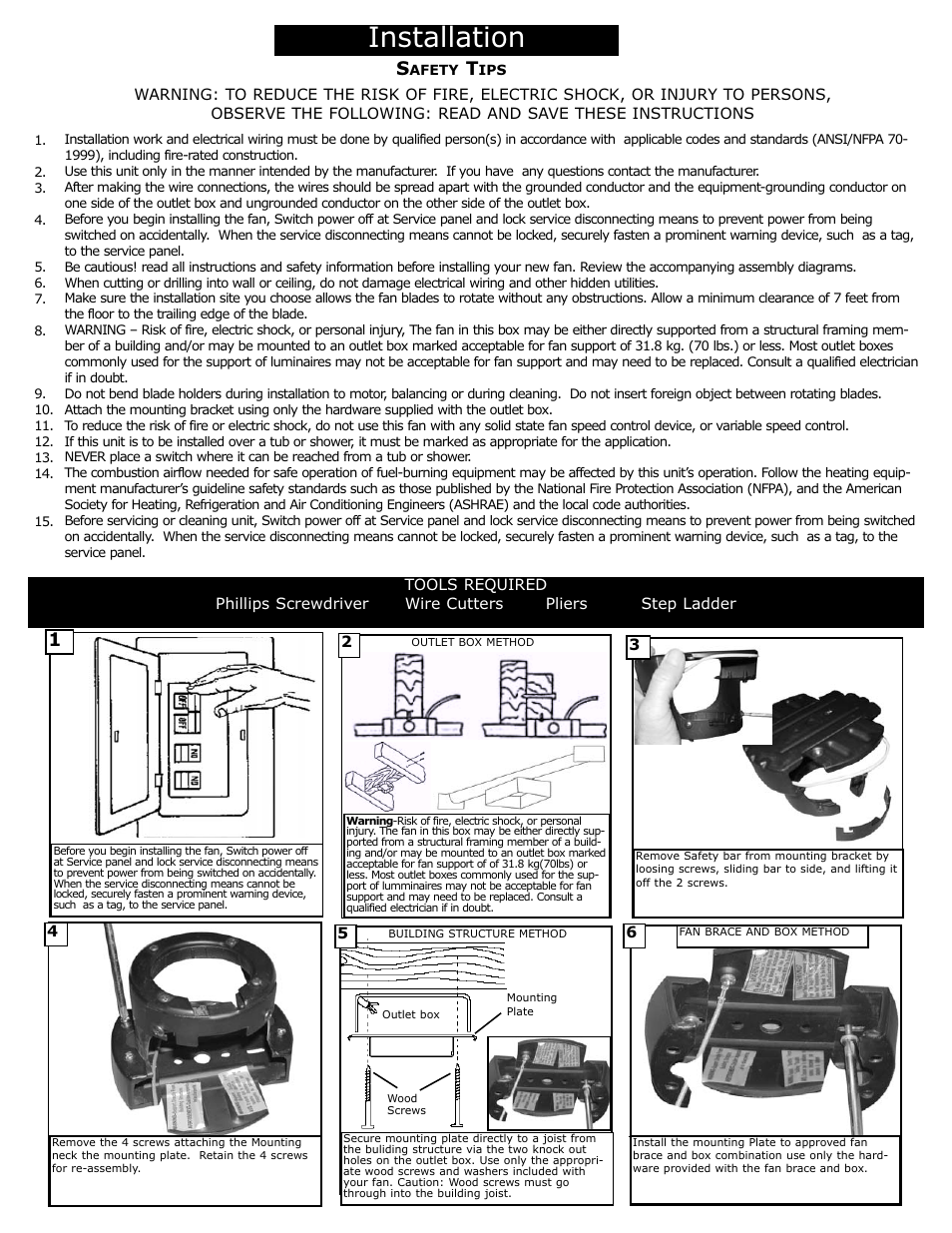 Installation | Monte Carlo Fan Company 5CE52 User Manual | Page 2 / 5