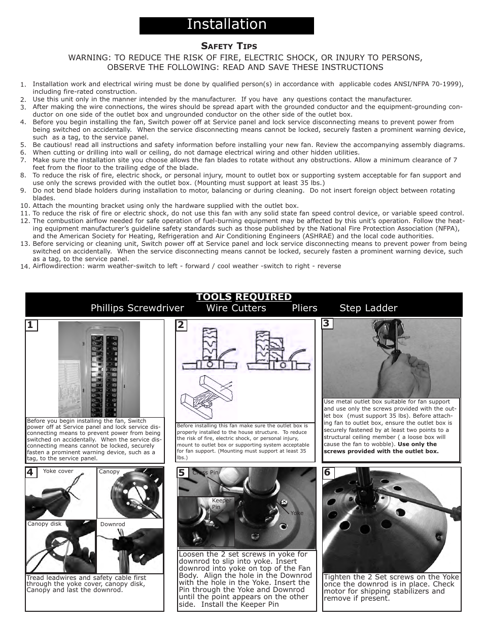 Installation | Monte Carlo Fan Company 5CO52 User Manual | Page 2 / 5