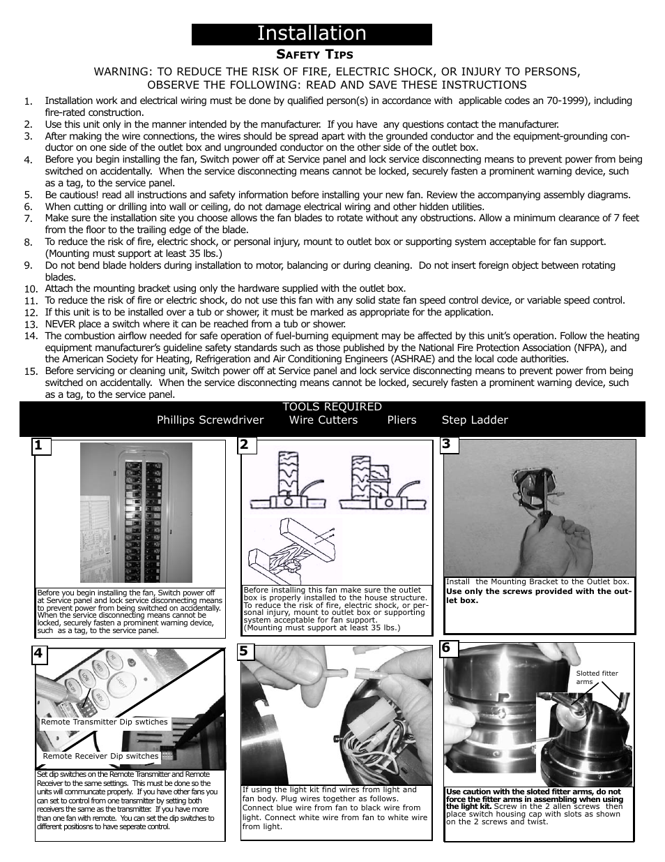 Installation | Monte Carlo Fan Company 5STR52 User Manual | Page 2 / 6