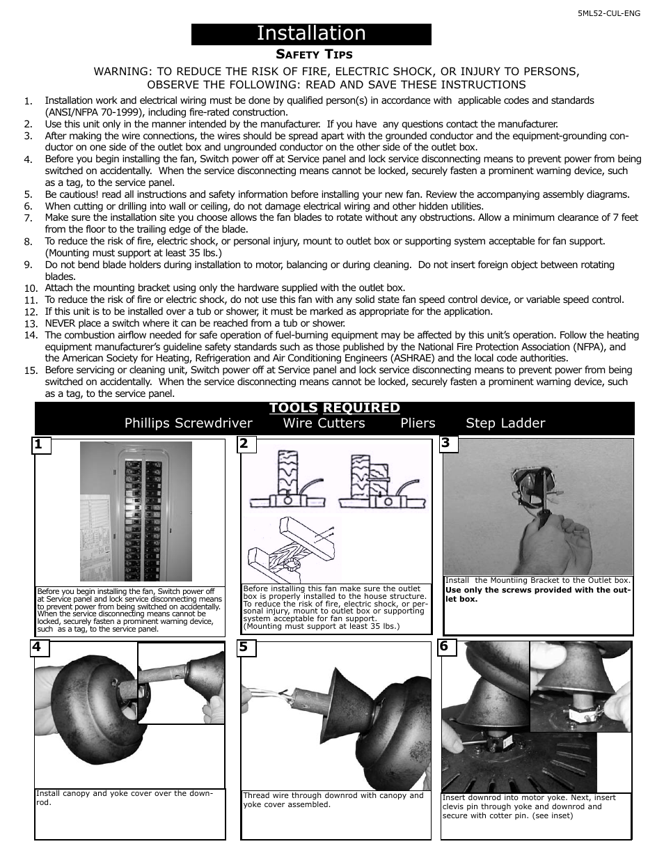 Installation | Monte Carlo Fan Company 5ML52 User Manual | Page 2 / 4