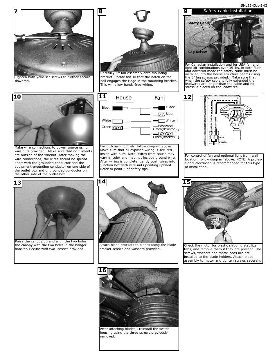 Safety cable installation | Monte Carlo Fan Company 5ML52 User Manual | Page 3 / 4