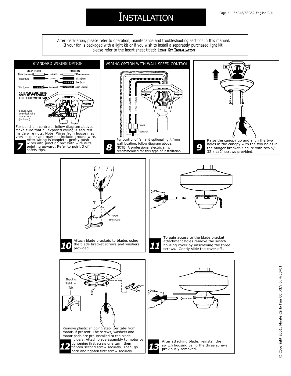 Nstallation | Monte Carlo Fan Company 5KC48 User Manual | Page 4 / 6