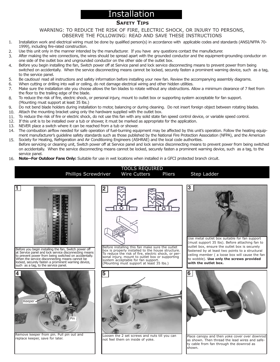 Installation | Monte Carlo Fan Company 5BY52XX User Manual | Page 2 / 5