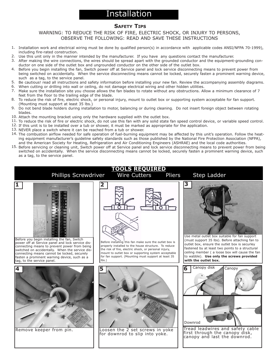 Installation | Monte Carlo Fan Company 3TF24XX User Manual | Page 2 / 5