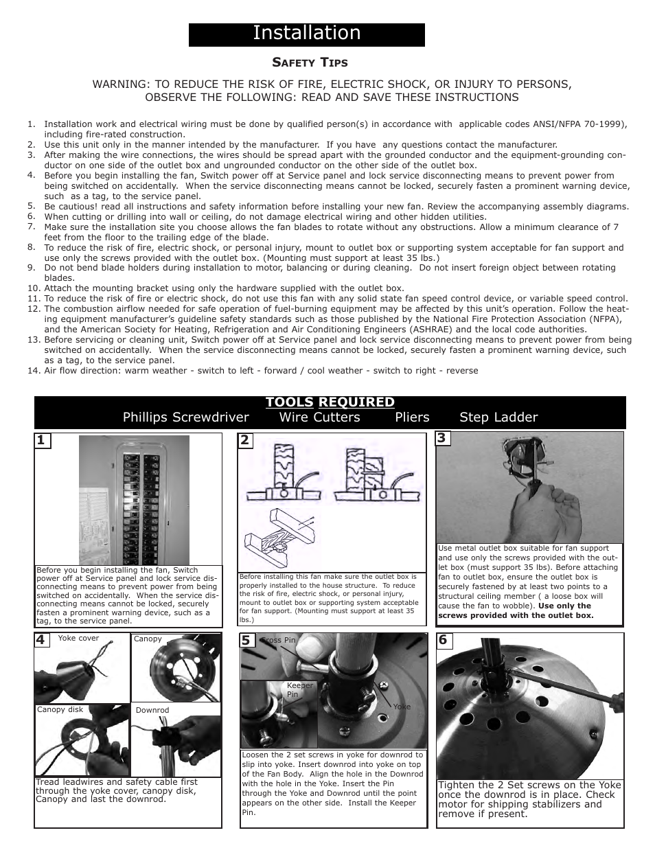 Installation | Monte Carlo Fan Company 5MS52 User Manual | Page 2 / 5