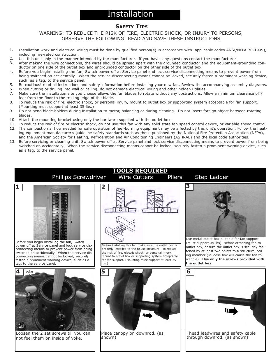 Installation | Monte Carlo Fan Company 5RH52 User Manual | Page 2 / 6