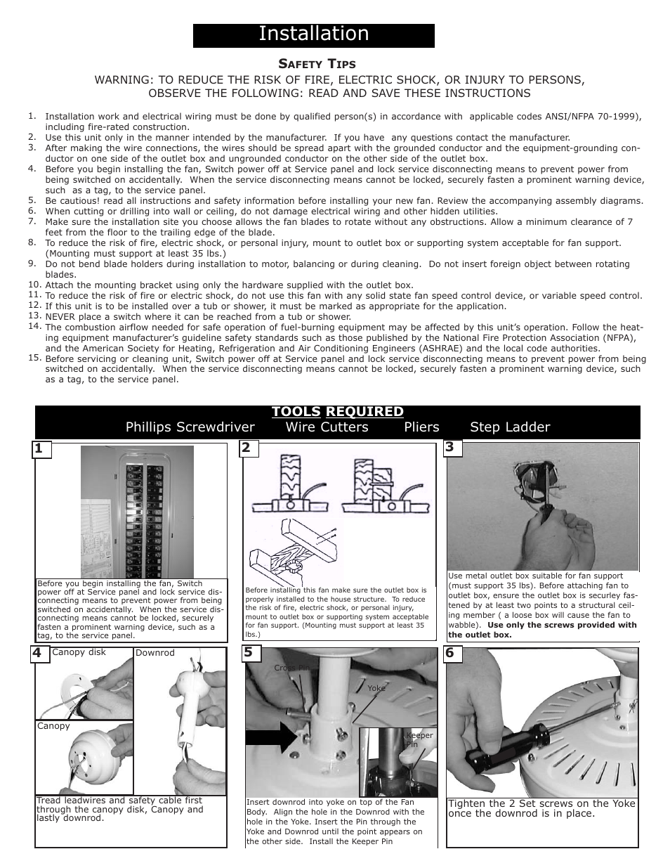 Installation | Monte Carlo Fan Company 5HS52 User Manual | Page 2 / 5