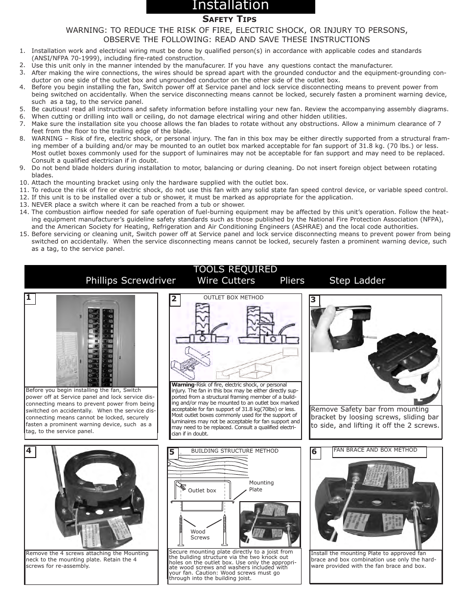 Installation | Monte Carlo Fan Company 5VYR56XXD User Manual | Page 2 / 7