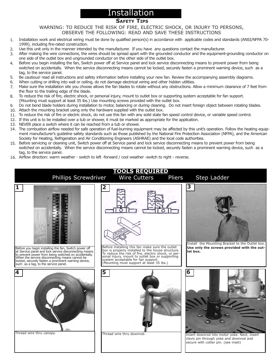 Installation | Monte Carlo Fan Company 5AB52 User Manual | Page 2 / 4