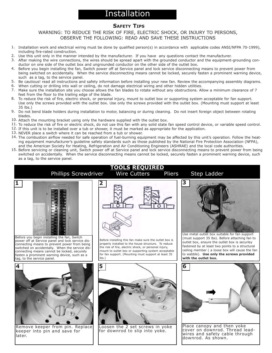Installation | Monte Carlo Fan Company 3TSR52XXD User Manual | Page 2 / 5