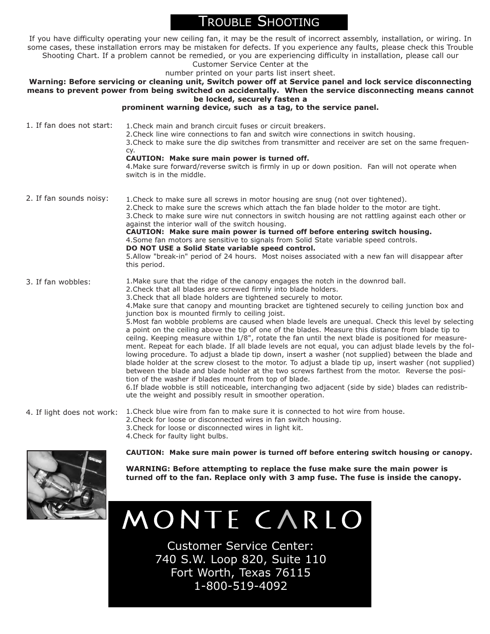 Rouble, Hooting | Monte Carlo Fan Company 3TSR52XXD User Manual | Page 5 / 5