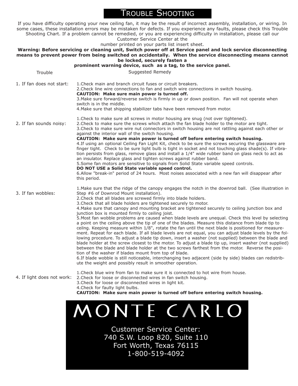Rouble, Hooting | Monte Carlo Fan Company 4CO28 User Manual | Page 5 / 5