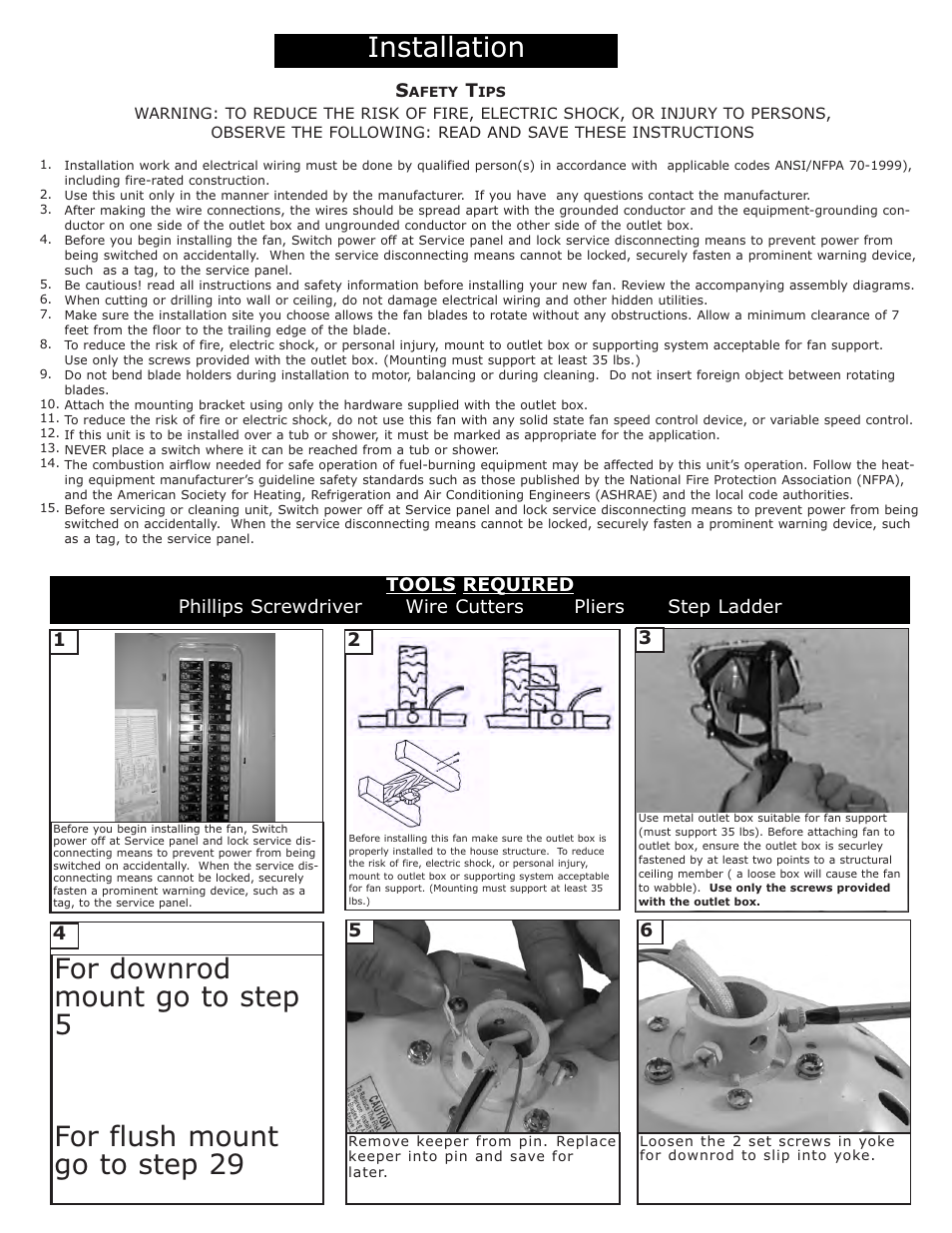 Installation | Monte Carlo Fan Company 3ASR52XXD User Manual | Page 2 / 7