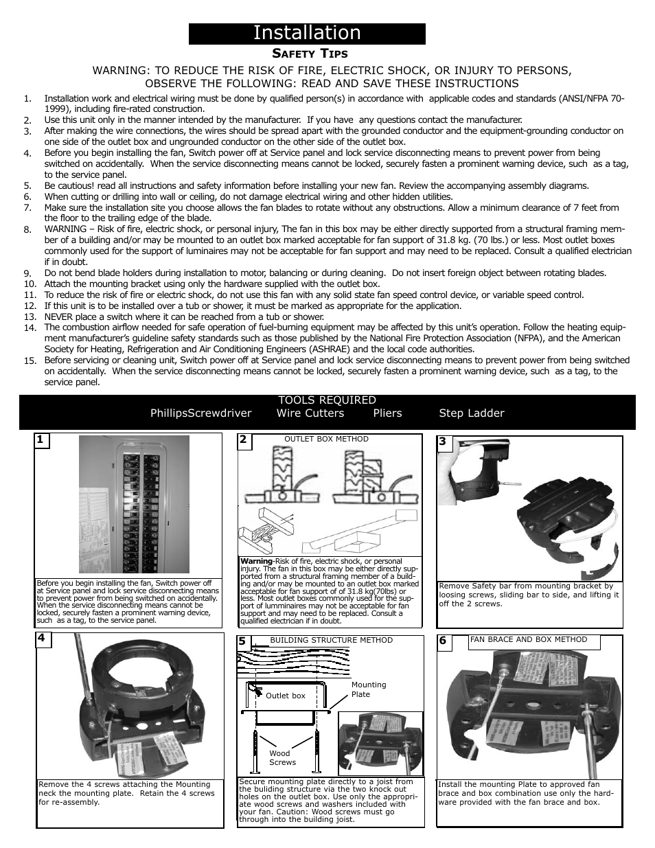 Installation | Monte Carlo Fan Company 5GL66 Series User Manual | Page 2 / 5