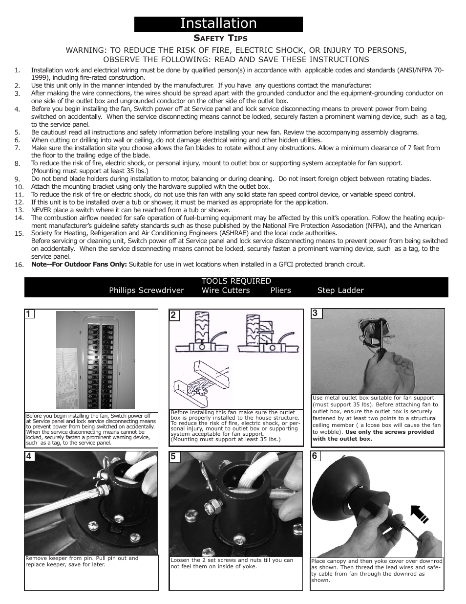 Installation | Monte Carlo Fan Company 5ED56WAD Series User Manual | Page 2 / 5