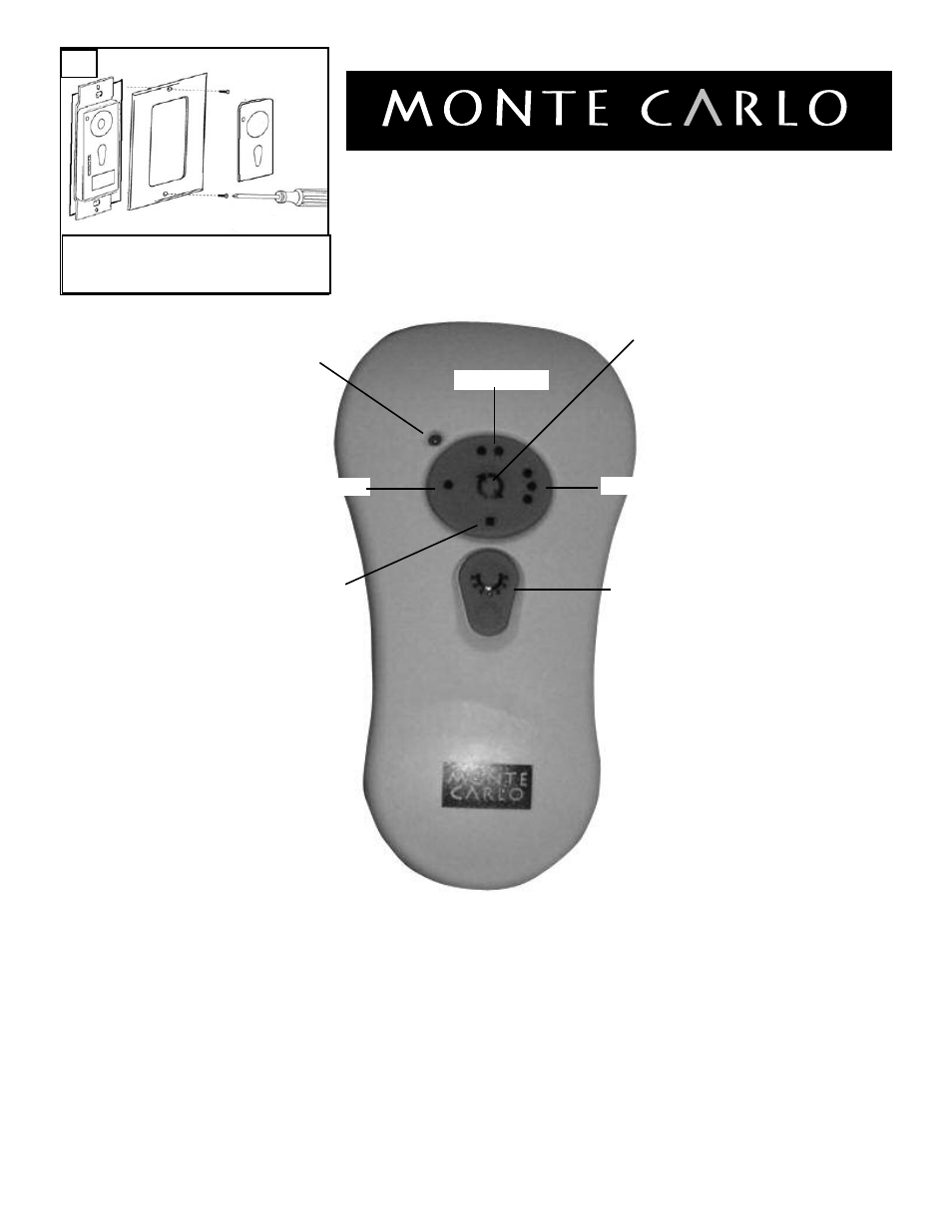 Remote control transmitter features, Fan speed, Light dimmer | Forward/reverse | Monte Carlo Fan Company 5CLR66XXD Series User Manual | Page 6 / 8