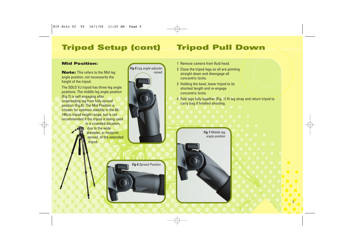 Tripod setup (cont) tripod pull down | Miller Camera Support TRIPOD SERIES User Manual | Page 5 / 8