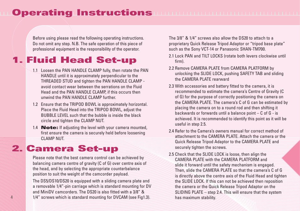 Miller Camera Support DS10 User Manual | Page 4 / 8