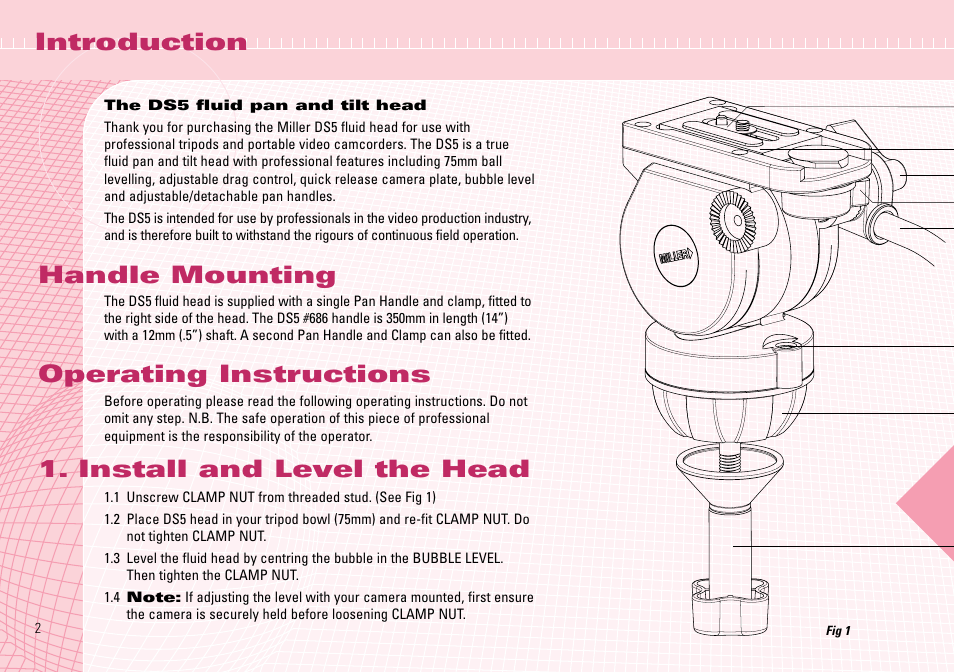 Introduction | Miller Camera Support DS5 User Manual | Page 2 / 4