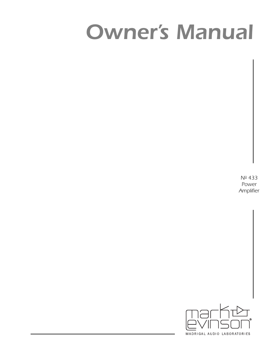 Mark Levinson 433 User Manual | 34 pages