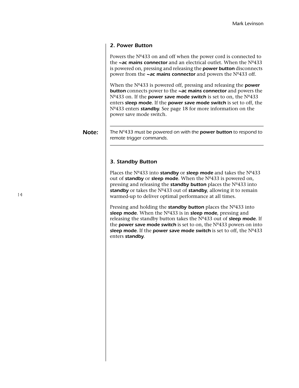 Mark Levinson 433 User Manual | Page 14 / 34