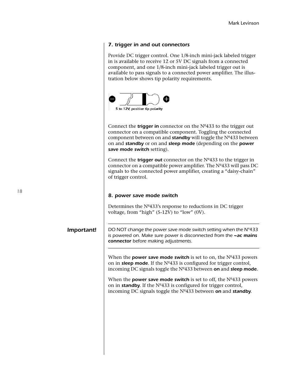 Mark Levinson 433 User Manual | Page 18 / 34