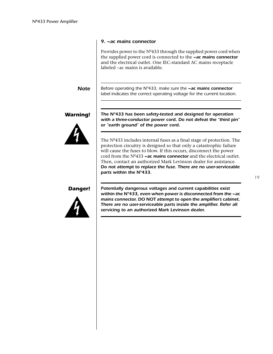 Mark Levinson 433 User Manual | Page 19 / 34