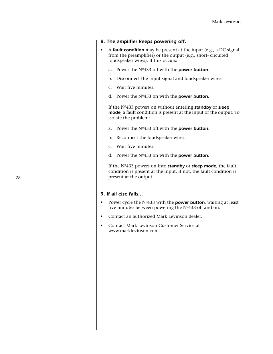 Mark Levinson 433 User Manual | Page 28 / 34