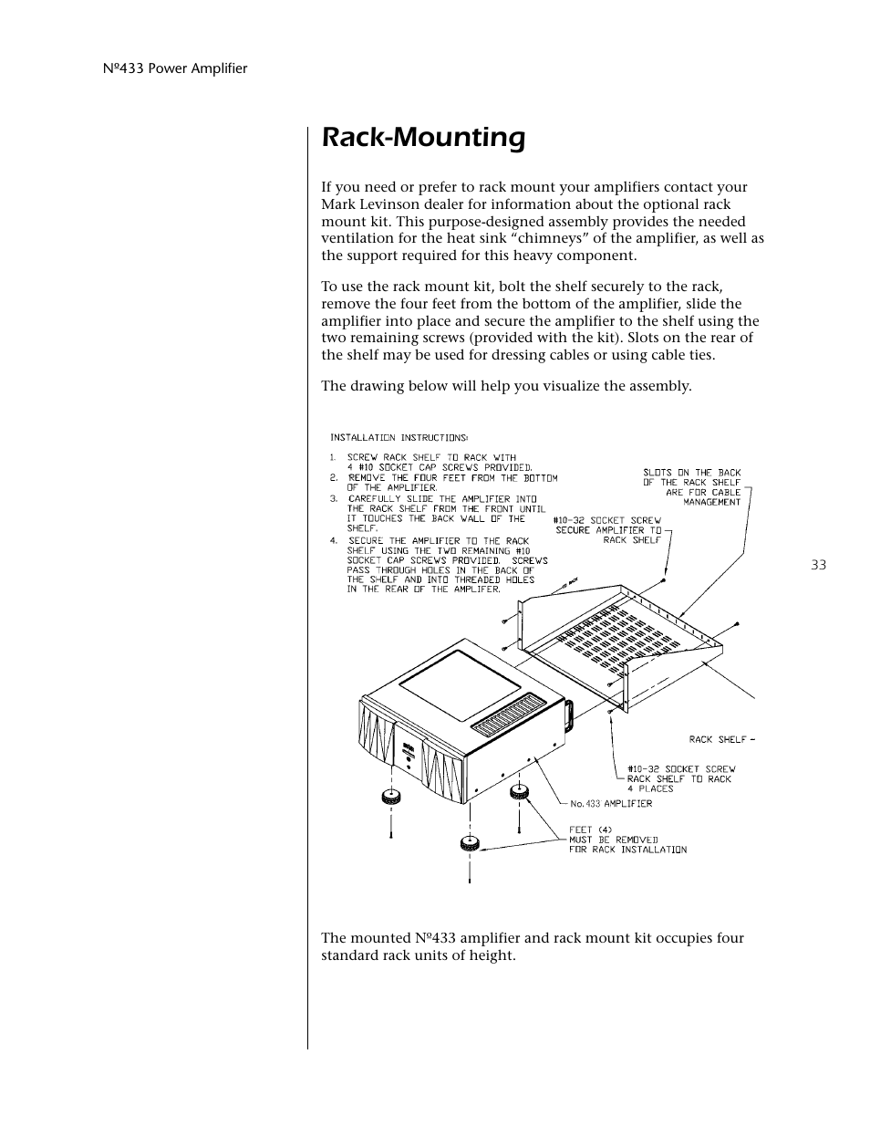 Rack-mounting | Mark Levinson 433 User Manual | Page 33 / 34