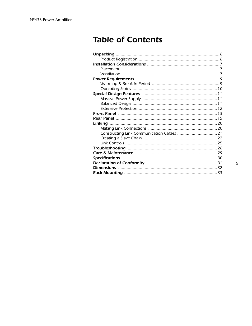 Mark Levinson 433 User Manual | Page 5 / 34