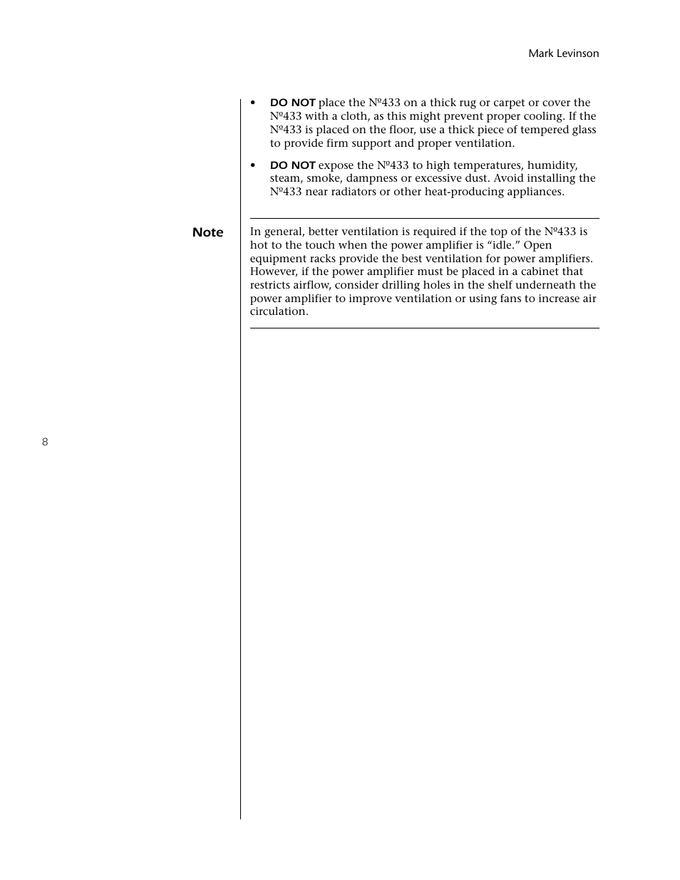 Mark Levinson 433 User Manual | Page 8 / 34