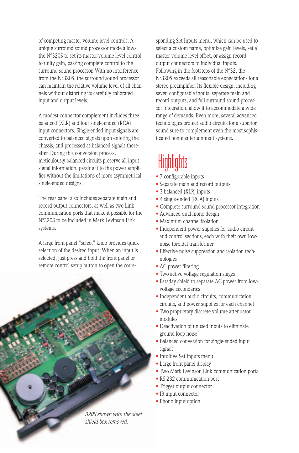 Highlights | Mark Levinson N 320S User Manual | Page 3 / 4