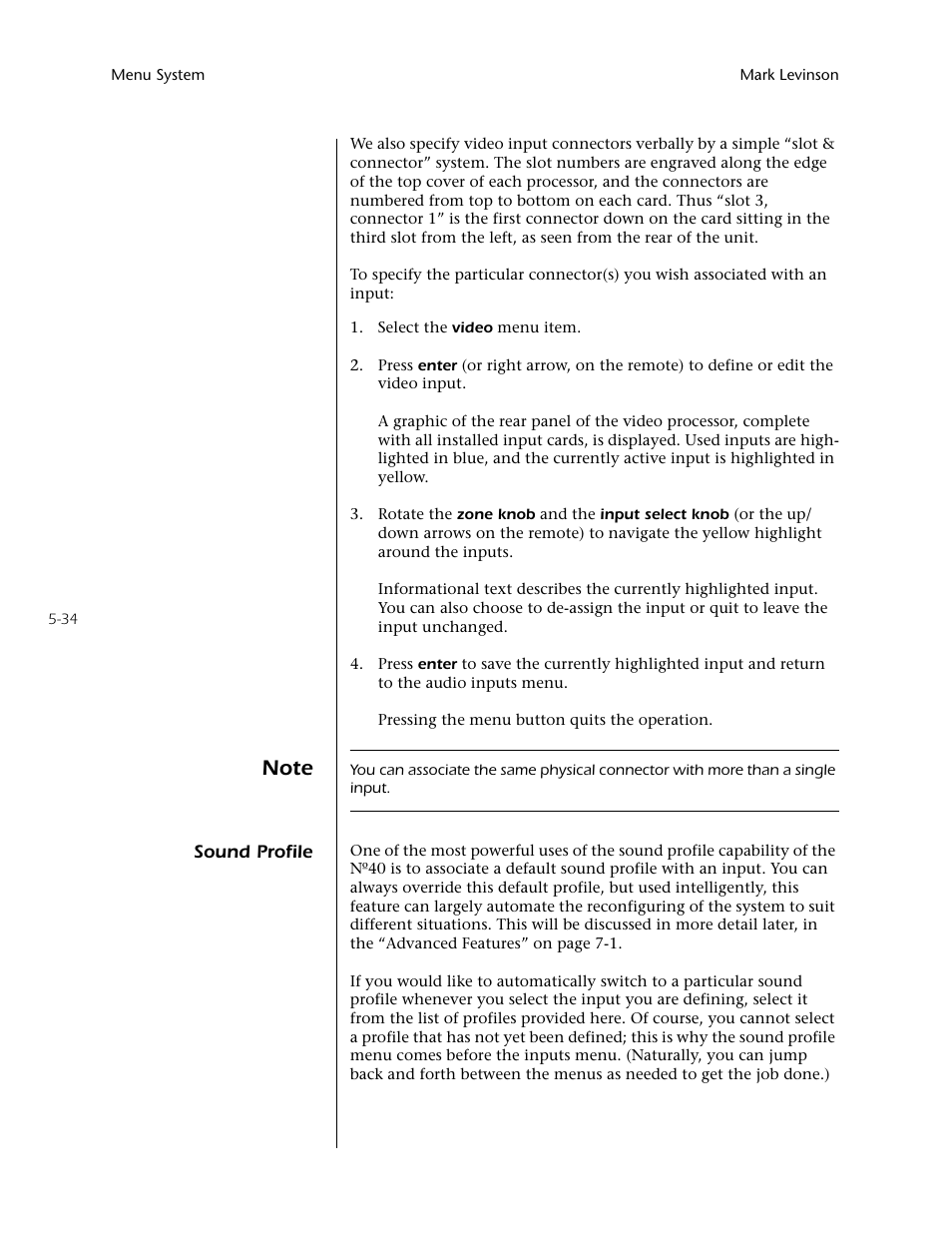 Sound profile -34 | Mark Levinson N40 User Manual | Page 100 / 156