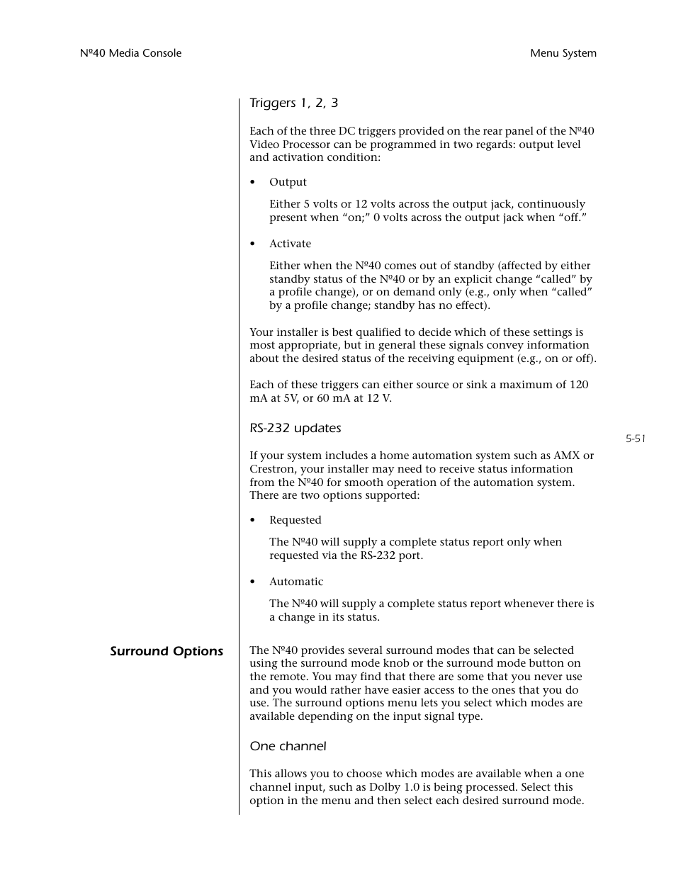 Surround options -51 | Mark Levinson N40 User Manual | Page 117 / 156