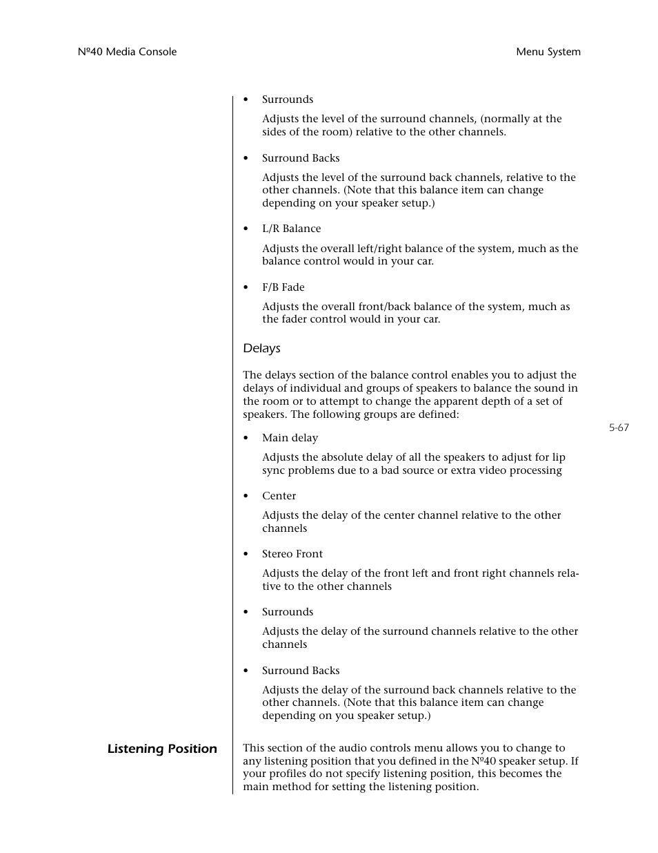 Listening position -67 | Mark Levinson N40 User Manual | Page 133 / 156