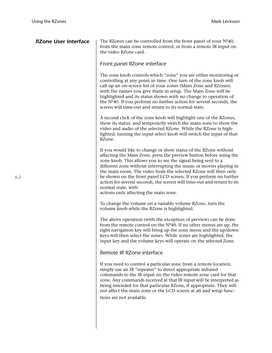 Rzone user interface -2 | Mark Levinson N40 User Manual | Page 136 / 156