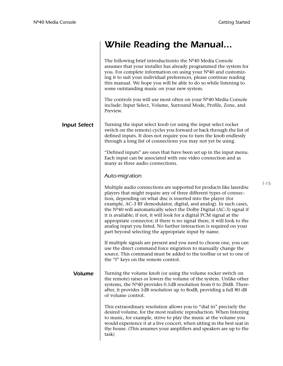 While reading the manual | Mark Levinson N40 User Manual | Page 23 / 156